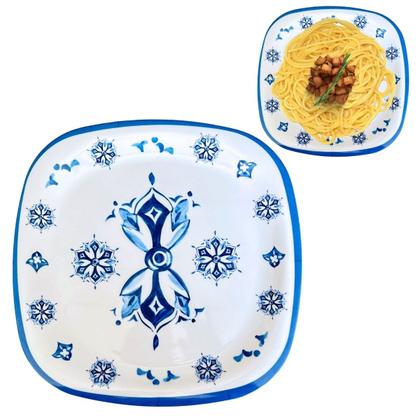 Imagem de Aparelho de Jantar 18 Peças Melamina Mandala Azul e Branco