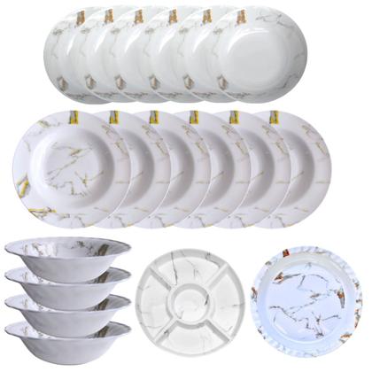 Imagem de Aparelho De Jantar 18 Peças Melamina Mármore Jogo Completo