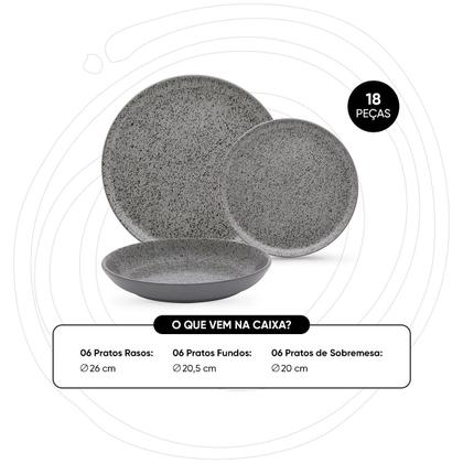 Imagem de Aparelho de Jantar 18 Peças Oxford Flat Gray