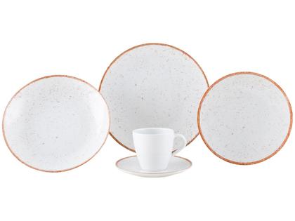 Imagem de Aparelho de Jantar 20 Peças Tramontina Redondo Porcelana Branco e Marrom Mare