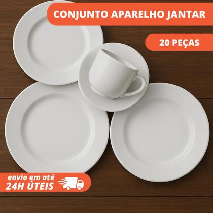 Imagem de Aparelho de Jantar 20Pcs Prato Donna Branco Casamento Festas