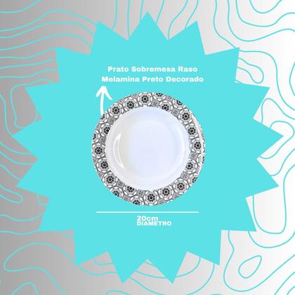 Imagem de Aparelho De Jantar Completo 17 pçs Decorado Preto Melamina