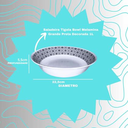 Imagem de Aparelho De Jantar Completo 17 pçs Decorado Preto Melamina