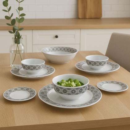 Imagem de Aparelho De Jantar Completo 17 pçs Decorado Preto Melamina