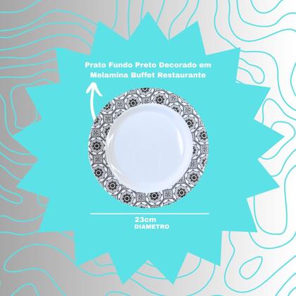 Imagem de Aparelho De Jantar Completo 17 pçs Decorado Preto Melamina