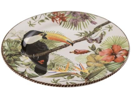 Imagem de Aparelho de Jantar e Chá 20 Peças Alleanza Cerâmica Branco e Verde Trópicos