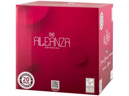 Imagem de Aparelho de Jantar e Chá 20 Peças Alleanza Cerâmica Branco e Verde Trópicos