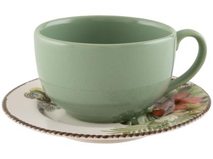 Imagem de Aparelho de Jantar e Chá 20 Peças Alleanza Cerâmica Branco e Verde Trópicos