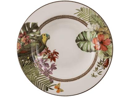 Imagem de Aparelho de Jantar e Chá 20 Peças Alleanza Cerâmica Branco e Verde Trópicos