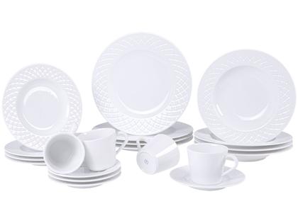 Aparelho de Jantar e Chá 20 Peças Tramontina - Porcelana Branco Redondo Ingrid Imagem de Aparelho de Jantar e Chá 20 Peças Tramontina
