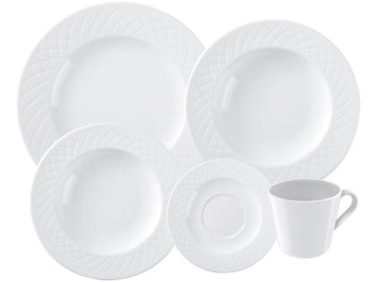 Aparelho de Jantar e Chá 20 Peças Tramontina - Porcelana Branco Redondo Ingrid Imagem de Aparelho de Jantar e Chá 20 Peças Tramontina