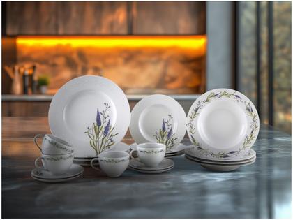 Imagem de Aparelho de Jantar e Chá 20 Peças Tramontina Redondo de Porcelana Branco Lilla 96589052