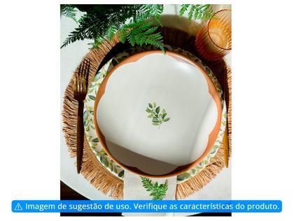 Imagem de Aparelho de Jantar e Chá 30 Peças Alleanza Redondo Cerâmica Faiança Branco e Marrom Oliveira