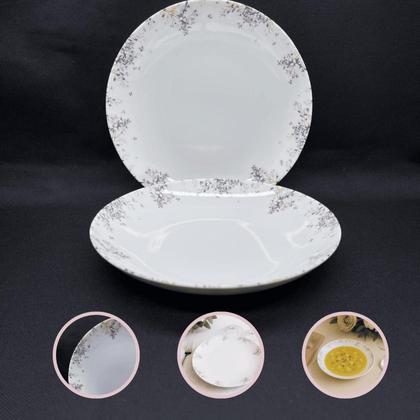 Imagem de Aparelho De Jantar Jogo Pratos Kit 12 Peças Fogli Porcelana Florido Tramontina