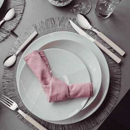 Imagem de Aparelho De Jantar Jogo Pratos Kit 20 Peças Grid Porcelana Decorada Completo Tramontina