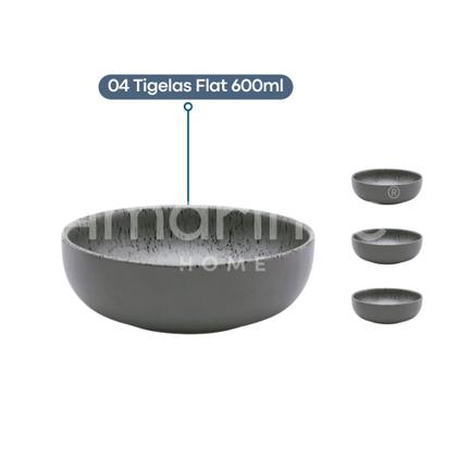 Imagem de Aparelho de Jantar Lanche Completo 16 Peças Flat Gray Cinza Cerâmica Oxford