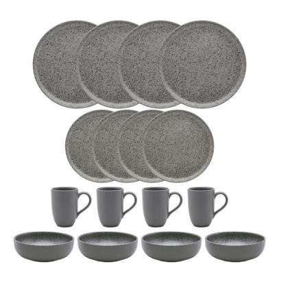 Imagem de Aparelho de Jantar Lanche Completo 16 Peças Flat Gray Cinza Cerâmica Oxford