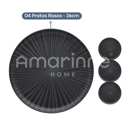 Imagem de Aparelho De Jantar Lanche Completo 16 Peças Oxford Flat Onix Preto