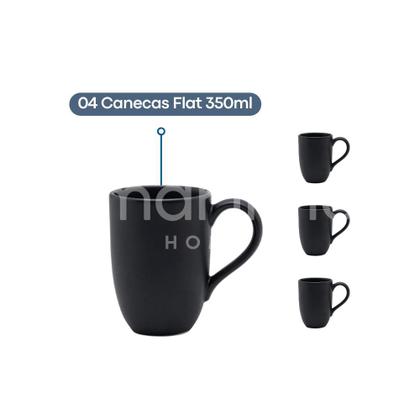 Imagem de Aparelho De Jantar Lanche Completo 16 Peças Oxford Flat Onix Preto