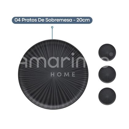 Imagem de Aparelho De Jantar Lanche Completo 16 Peças Oxford Flat Onix Preto