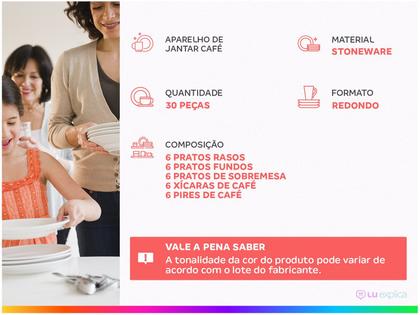 Imagem de Aparelho de Jantar Orgânico Petroleum 30 Peças Porto Brasil