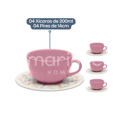 Imagem de Aparelho De Jantar Oxford 20 Peças Cerâmica Florido Pratos E Xícara Conjunto Completo