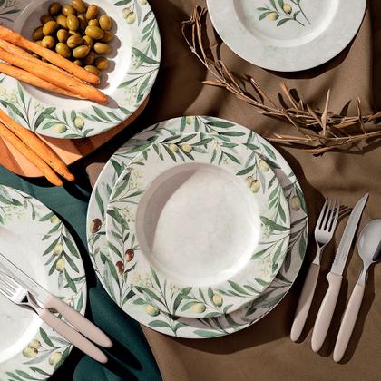 Imagem de Aparelho de Jantar Porcelana Decorada Tramontina Oliva 12 Peças