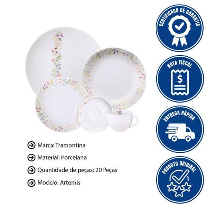 Imagem de Aparelho de Jantar Tramontina Artemis em Porcelana Decorada 20 Peças - 96589044
