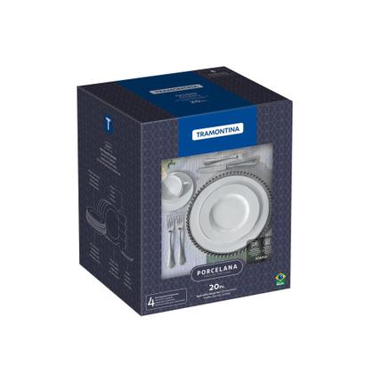 Imagem de Aparelho de Jantar Tramontina Joana em Porcelana Decorada 20 Peças Jogo de Pratos