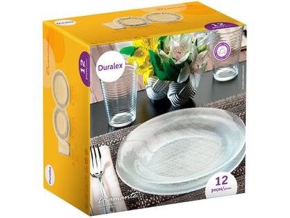 Imagem de Aparelho De Jantar Vidro Marinex Duralex Diamante - Kit 12