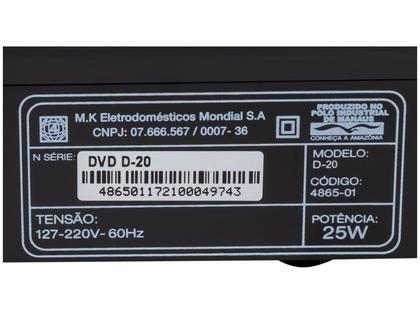 Aparelho de Karaokê DVD Player Mondial D-20 Imagem de Aparelho de Karaokê DVD Player Mondial D-20