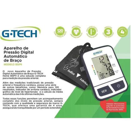 Imagem de Aparelho De Medir Pressão Arterial Digital De Braço Com Braçadeira Extra Grande