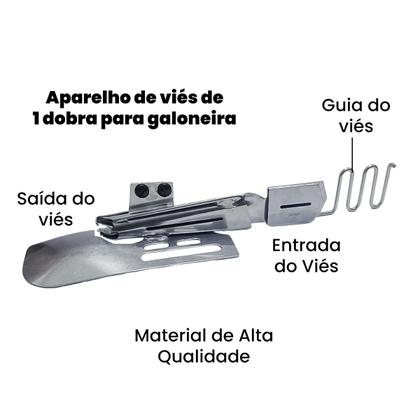 Imagem de Aparelho de passar e fazer viés 1 dobra maquina Galoneira industriais base plana fechada