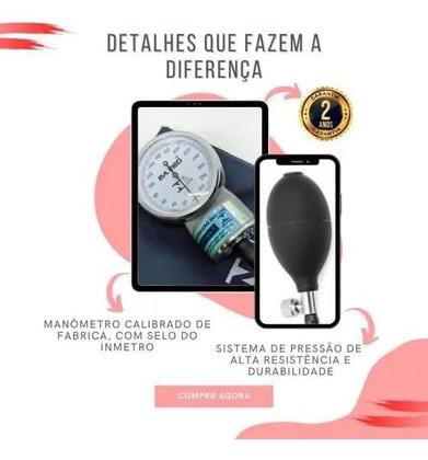 Imagem de Aparelho De Pressao Esfigmo Manual Pamed + Esteto Multilaser