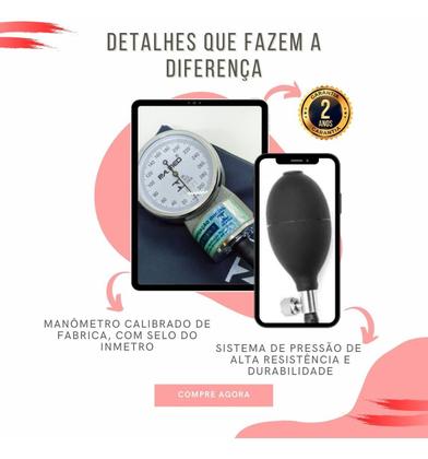Imagem de Aparelho De Pressão Manual + Estetoscópio Duplo + Bolsa P. A. MED