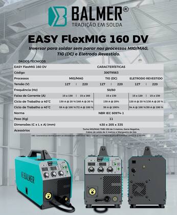 Imagem de Aparelho de Solda Mig 15-160A 220V Easy Flex Mig 160DV