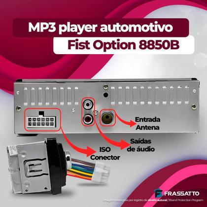 Imagem de Aparelho de Som Automotivo Sem Toca Cd Mp3 Player Bluetooth Radio Usb Sd Controle Remoto