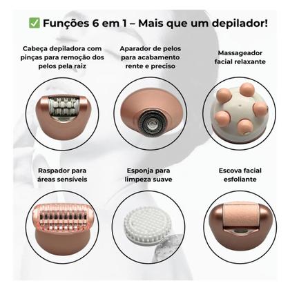 Imagem de Aparelho Depilador Profissional KM 6053 Kemei 6 IN 1 Arranca Pelos Pela Raiz