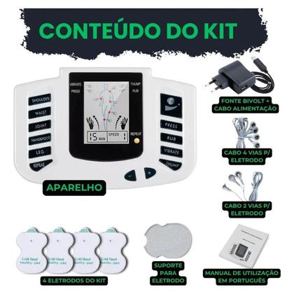 Imagem de Aparelho Fisioterapia Massagem Eletrochoque Dor Muscular Cor Branco