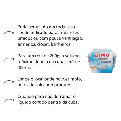 Imagem de Aparelho Jimo Antiumidade Com Refil 200g Tira Mau Cheiro Mofo Bolor Umidade Ideal Quartos Armarios Closets Banheiros Ambientes Fechados Facil De Usar