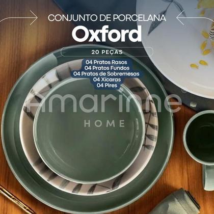 Imagem de Aparelho Jogo De Jantar e Chá 20 Peças Oxford Matcha Cerâmica Conjunto Completo