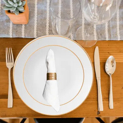 Imagem de Aparelho Jogo De Jantar Porcelana Completo 42 Peças Borda Dourada Legacy Gold