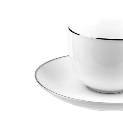 Imagem de Aparelho Jogo De Jantar Porcelana Completo 42 Peças Detalhe Filete Prata Legacy Silver