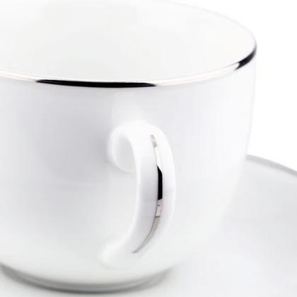 Imagem de Aparelho Jogo De Jantar Porcelana Completo 42 Peças Detalhe Filete Prata Legacy Silver