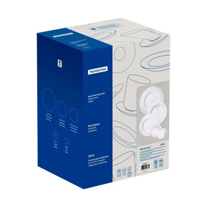 Imagem de Aparelho Jogo De Jantar Pratos Kit 20 Peças Porcelana Completo Monocroma Tramontina