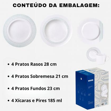 Imagem de Aparelho Jogo De Jantar Pratos Kit 20 Peças Porcelana Completo Monocroma Tramontina