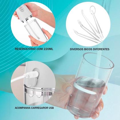 Imagem de Aparelho Lavador Bucal Jato Potente Recarregável Limpeza Dos