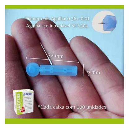 Imagem de Aparelho Medidor de Glicose Glicemia Diabetes GTech Lite mais 100 Agulhas
