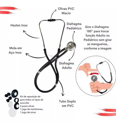 Imagem de Aparelho Pressao Esteto  Case Estetoscopio Esfigmo Enfermagem
