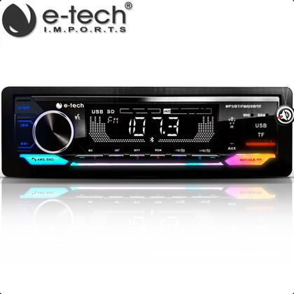 Imagem de Aparelho Rádio Automotivo 1 Din Som carro Mp3 Player Bluetooth Usb Rgb + Carrega celular e Saida Sub